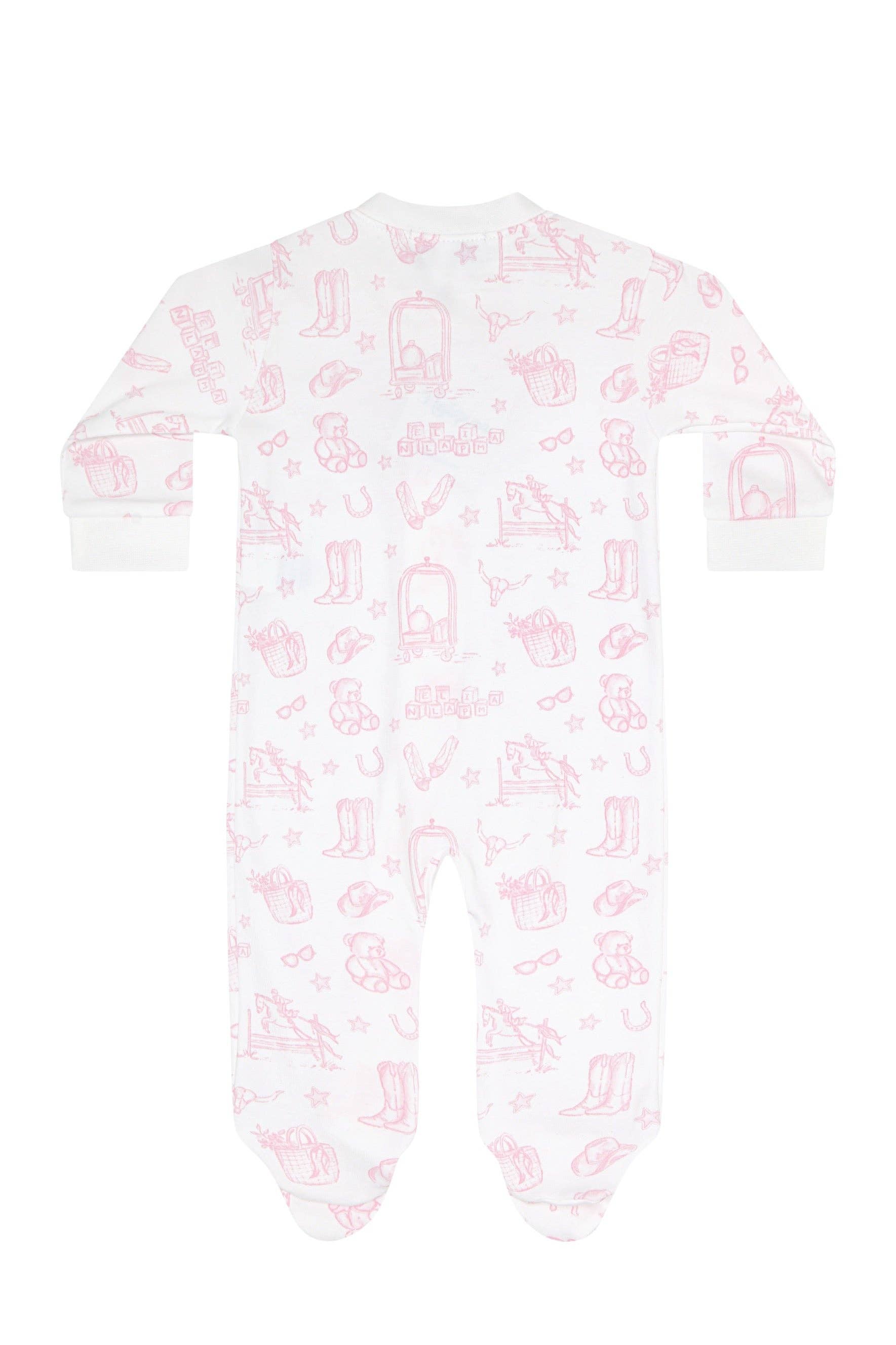 Nellapima - Pink Lone Star Toile Zipper Footie