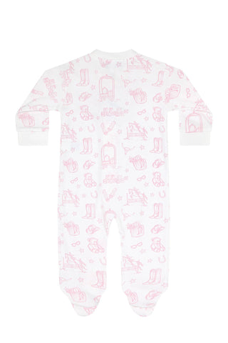 Nellapima - Pink Lone Star Toile Zipper Footie