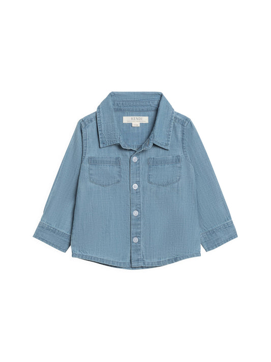 Colored Organics - Hayes Chambray Long Sleeve Collared Shirt