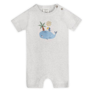Whale & Bird Embroidered Baby Romper