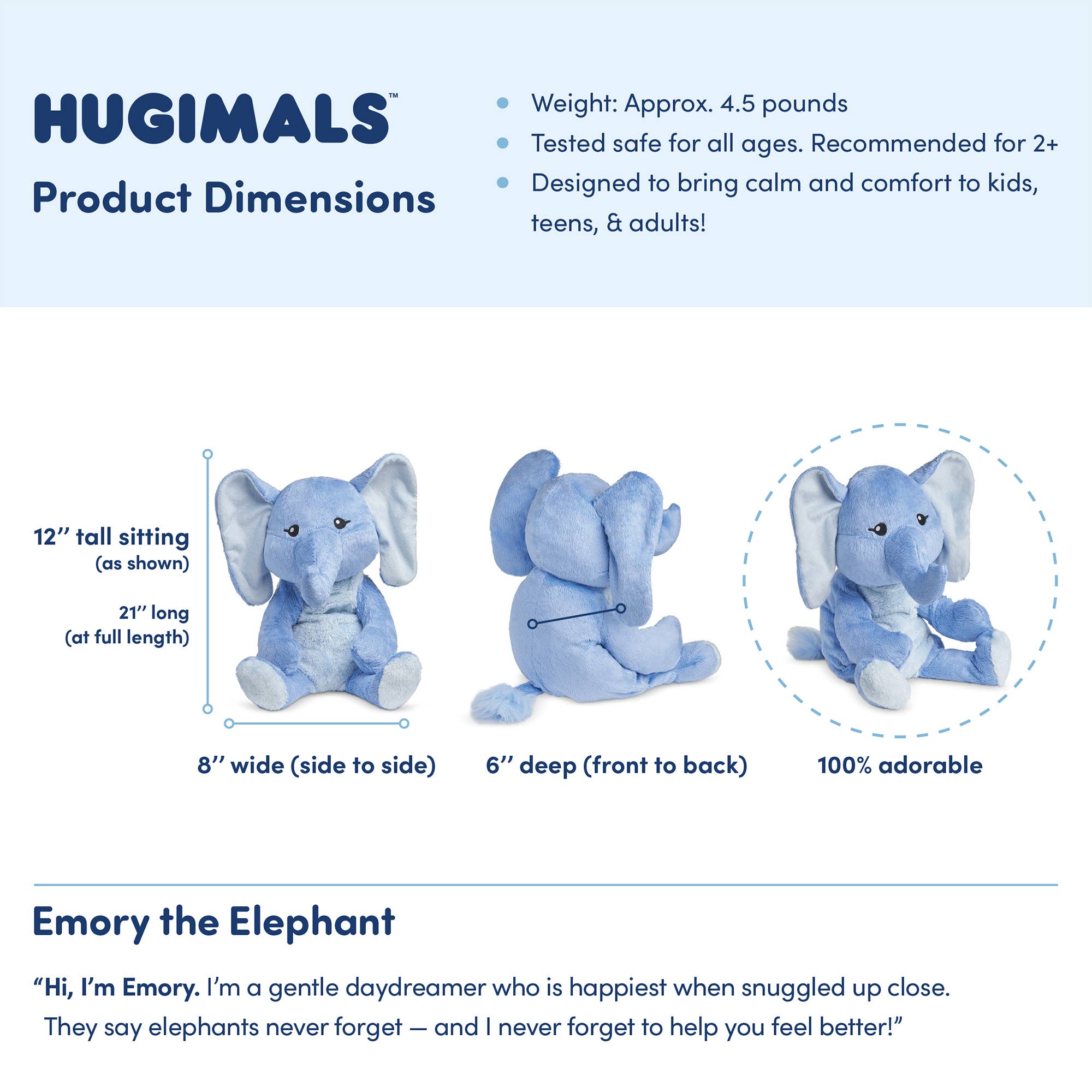 Hugimals World - Hugimals Weighted Self-Care Tools Emory The Elephant