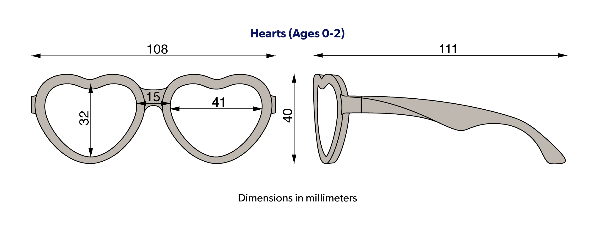 Babiators - Polarized Heart Sunglasses: Ages 0-2 / Frosted Pink