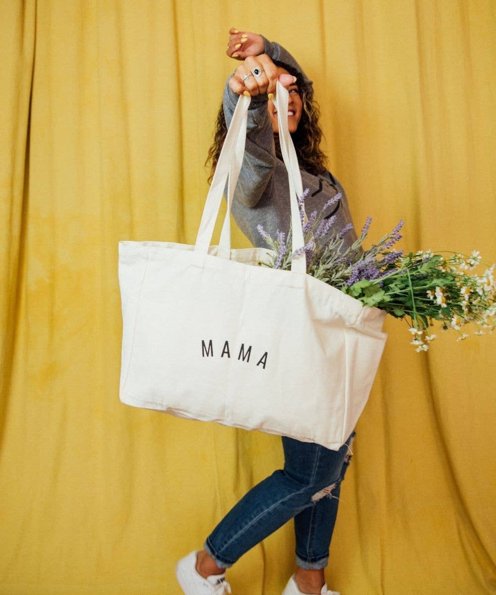 Image of Sunflower Motherhood - Mama Canvas Tote Bag | Stylish Eco-Friendly Diaper Bag