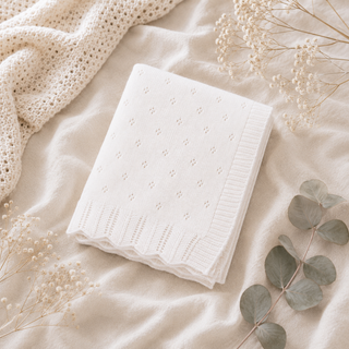 Viverano Organics - Dove White Classic Pointelle Knit Baby Blanket (Organic)
