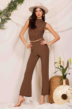 Image of Endless Blu - DQP8108 PRINTED KNIT WIDE LONG PANTS