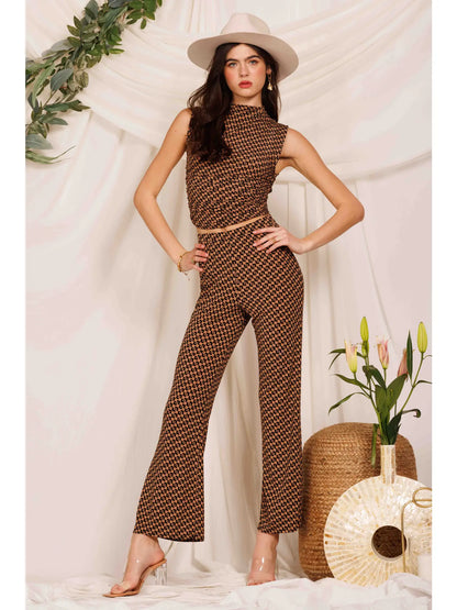 Printed Knit Wide Long Pants