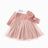 Balabala Baby Girl Velvet Solid Color Woven Dress