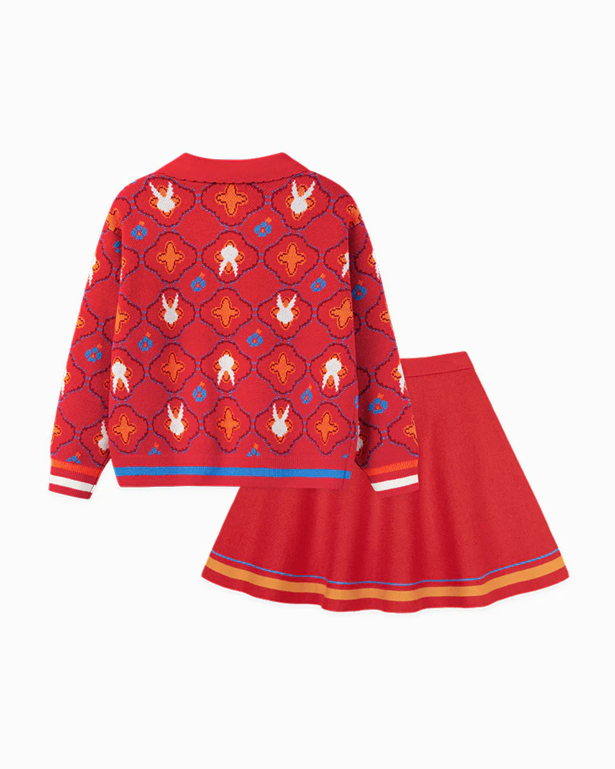 Balabala Toddler Girl Chinese Zodiac Rabbit Woolen Long Sleeve Set