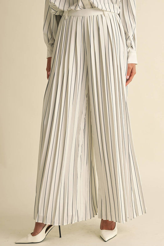 Pleated Stripe Pants