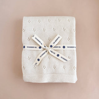 The Blueberry Hill - Blush Bunny Lovey Cream Blanket Set Organic Cotton Baby Gift