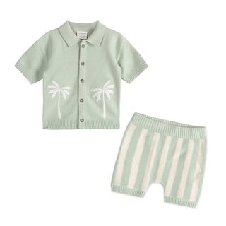 Viverano Organics - Palm Trees Embroidered Baby Shirt & Shorts Set (Organic)