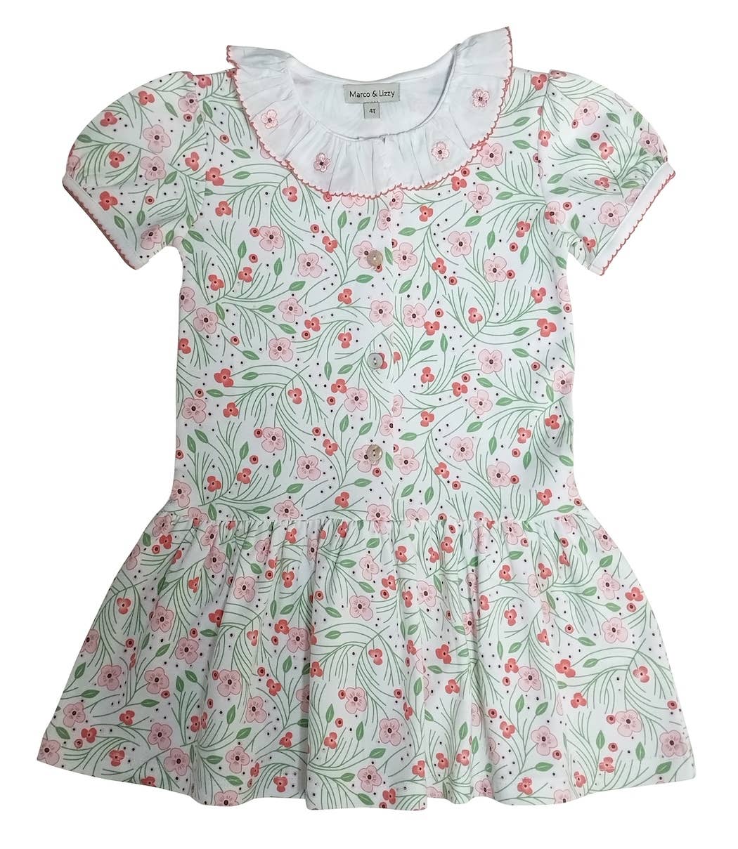 Marco and Lizzy - Cherry Blossoms Girl's Dropped Waist Dress