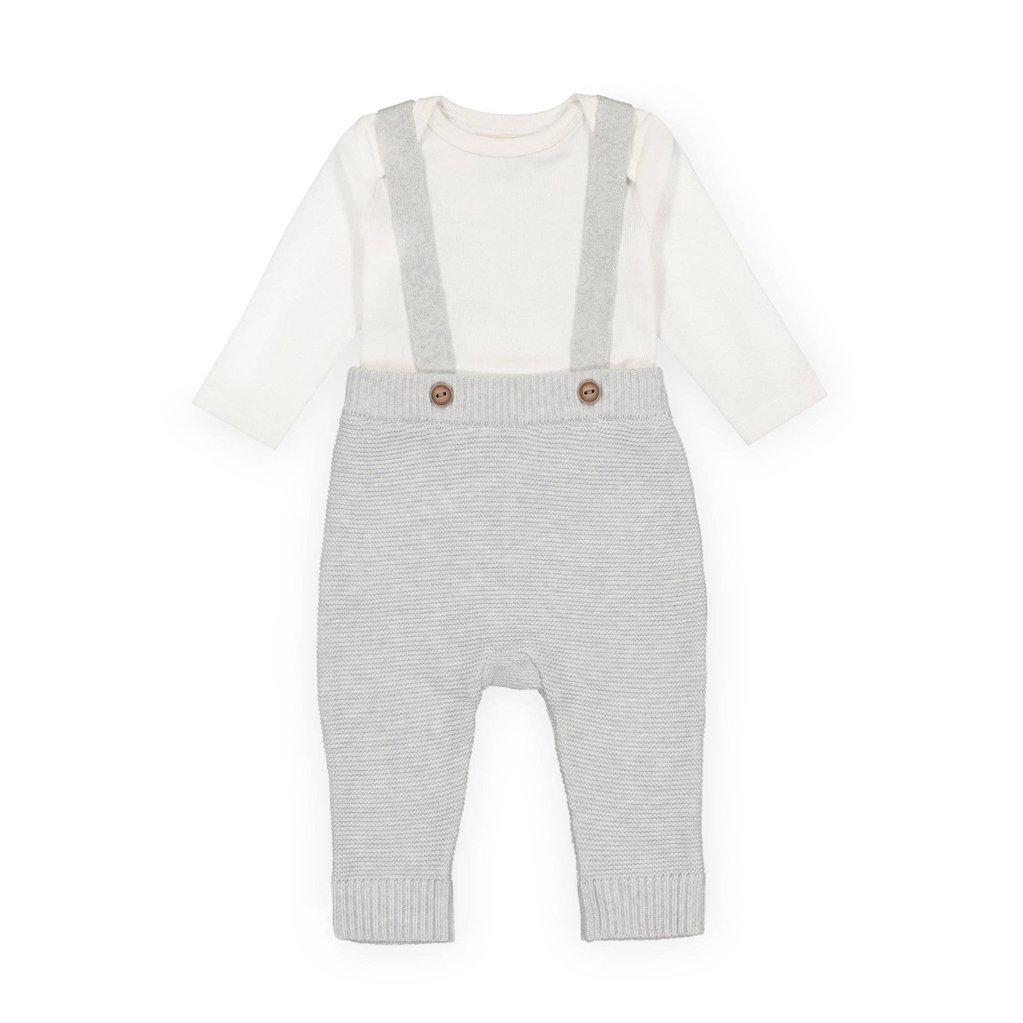 Rib Bodysuit and Sweater Overall Set