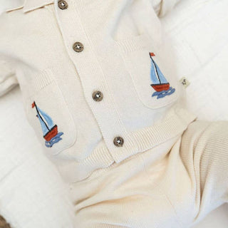 Viverano Organics - Sailboat Embroidered Pocket Baby Shirt & Pants (Organic)