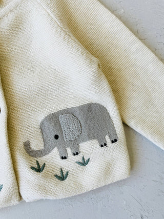 Viverano Organics - Animal Safari Embroidered Baby Cardigan Sweater (Organic)