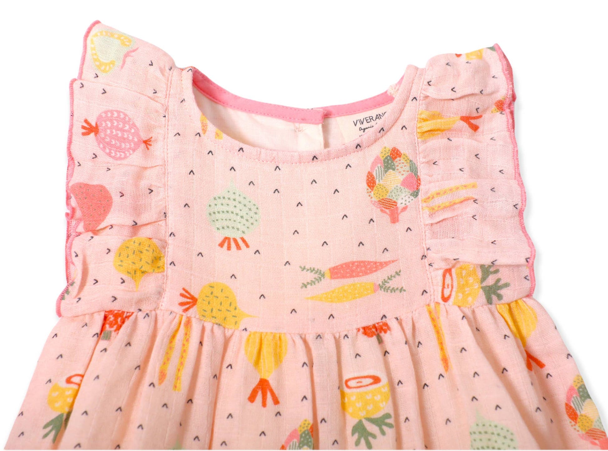 Viverano Organics - Veggie Ruffle & Flutter Baby Short Romper (Organic Muslin)