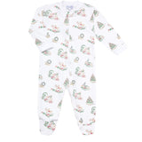 Christmas Toile Zipper Footie