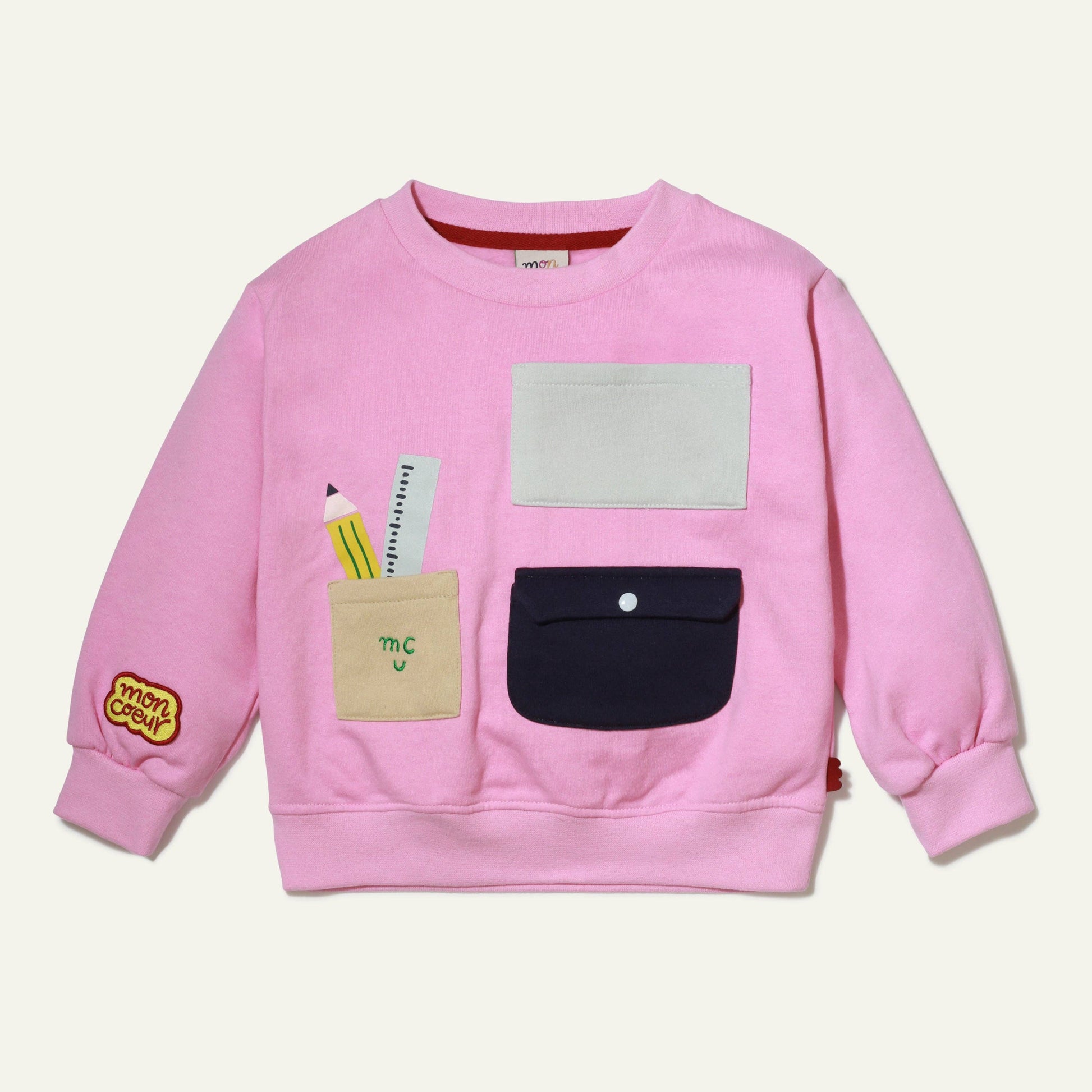 Cotton Pockets Kid Pink Sweatshirt