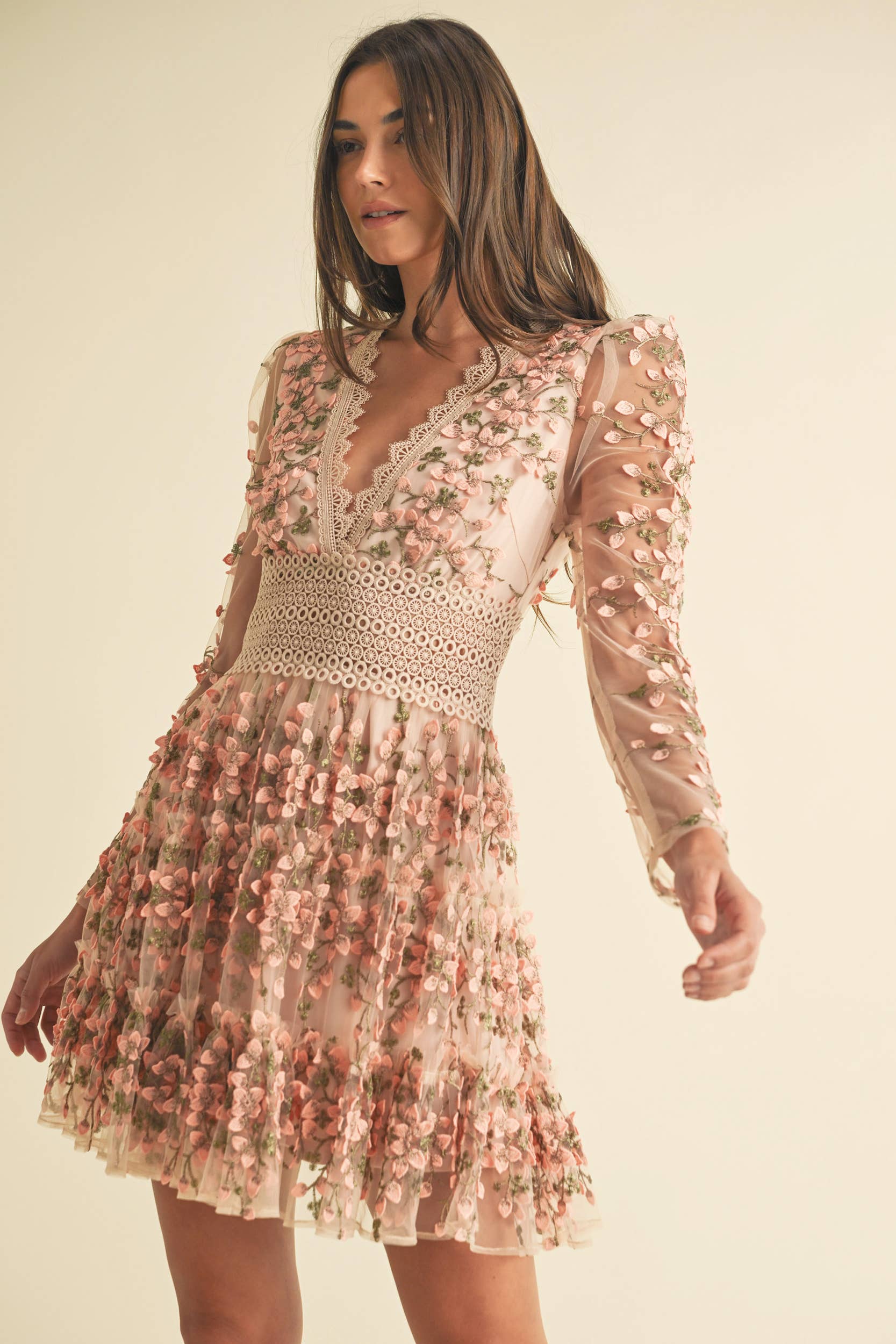 Image of Floral Lace Mini Dress