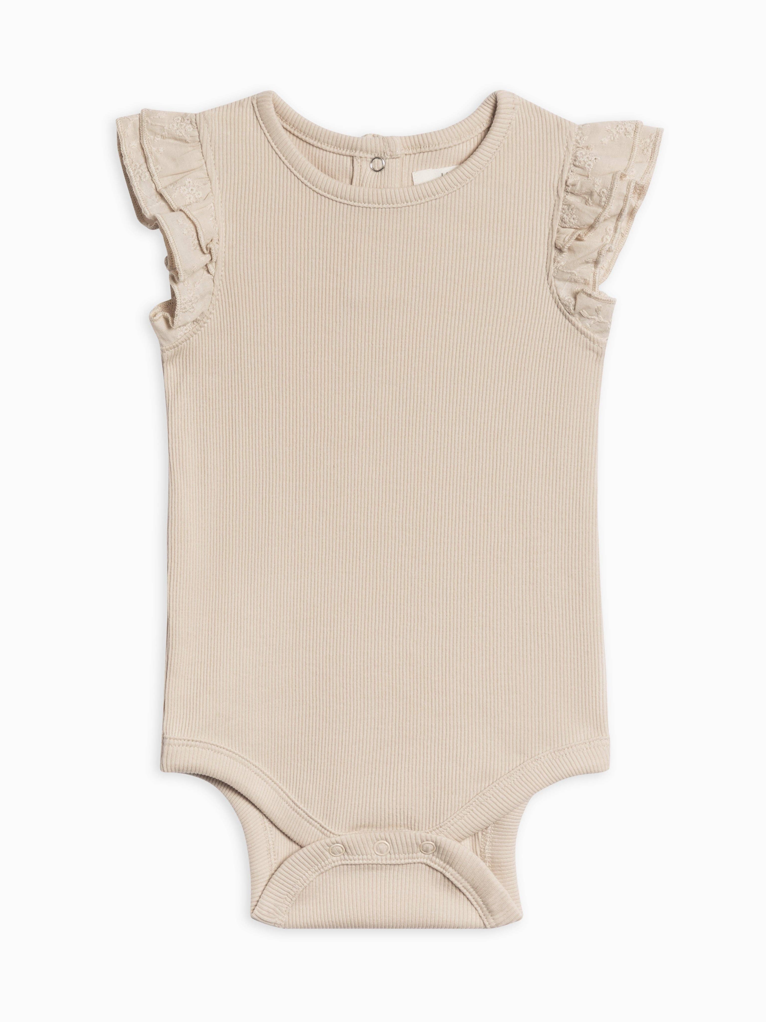 Maggie Ribbed Bodysuit with Eyelet Ruffle