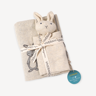 Viverano Organics - Bunny Mommy & Me Baby Knit Blanket & Lovey Gift SET