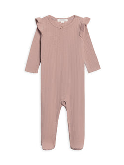 Image of Colored Organics - Addy Pointelle Flutter Sleeve Footed Romper