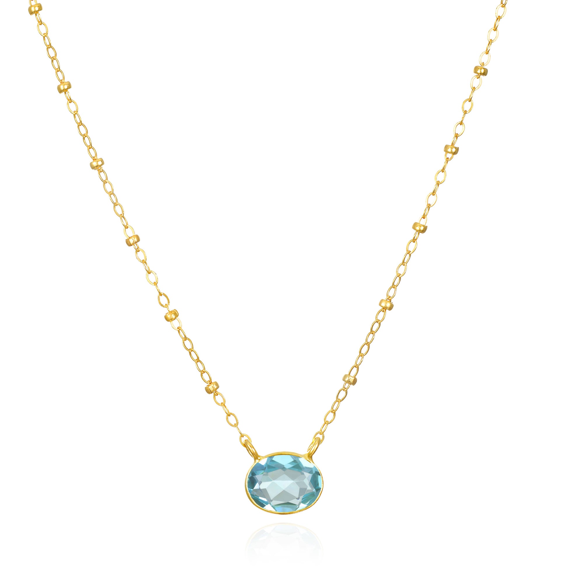 Gem Drop Satellite Necklace-Blue Topaz