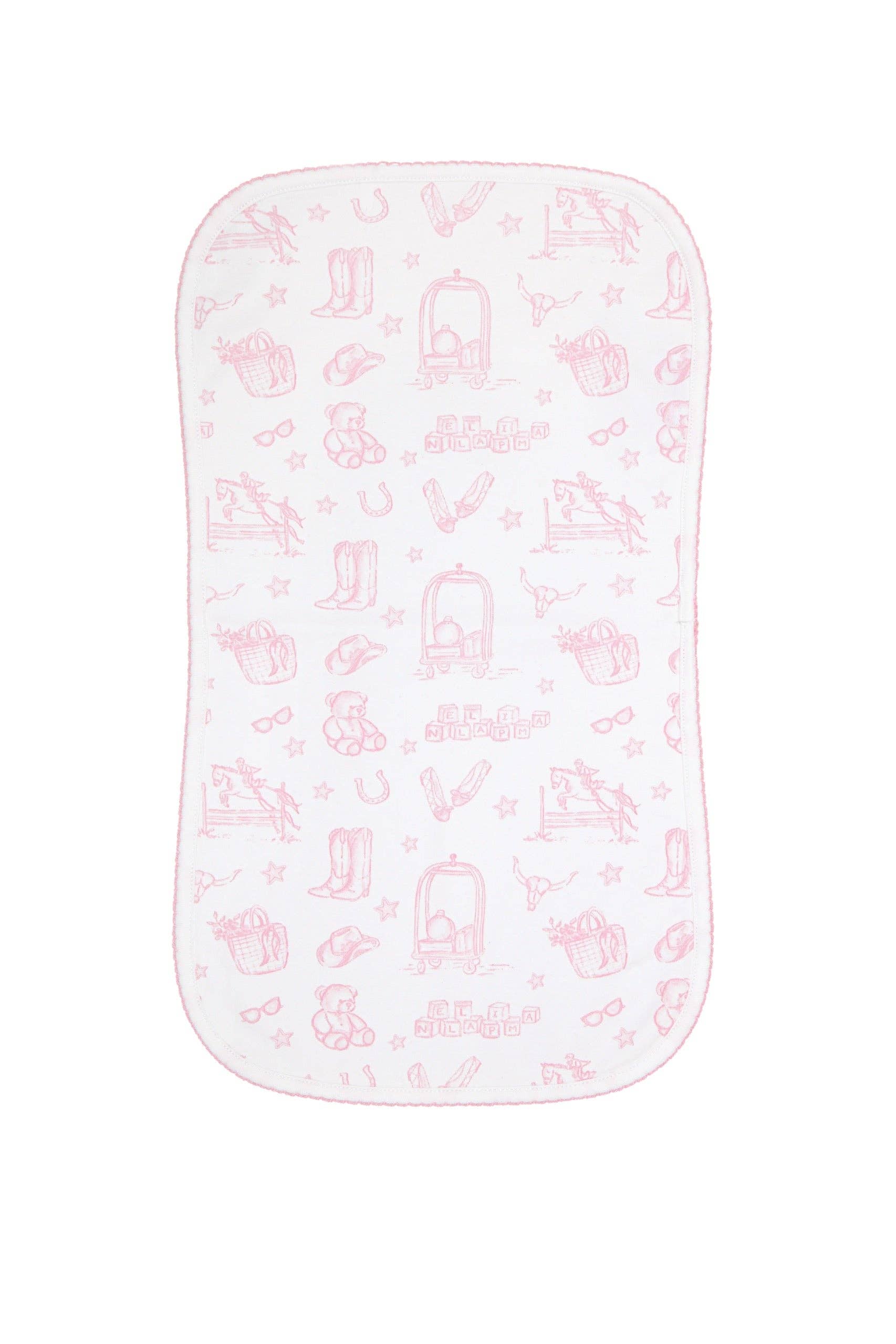Nellapima - Pink Lone Star Toile Burp Cloth