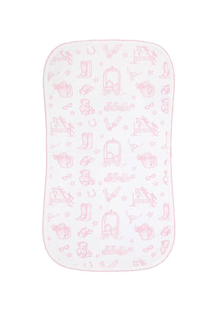Nellapima - Pink Lone Star Toile Burp Cloth