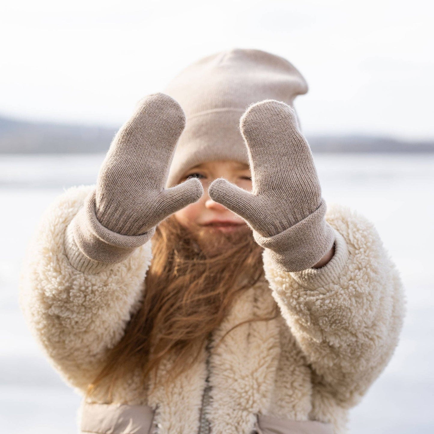 menique - Kids' Mittens Knitted Merino & Cashmere: 1-3 years / Dusty pink