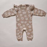 Luna + Luca - Luna + Luca Floral Jacquard Jumpsuit: Peach Floral / Newborn