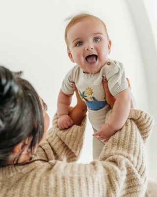 Whale & Bird Embroidered Baby Romper