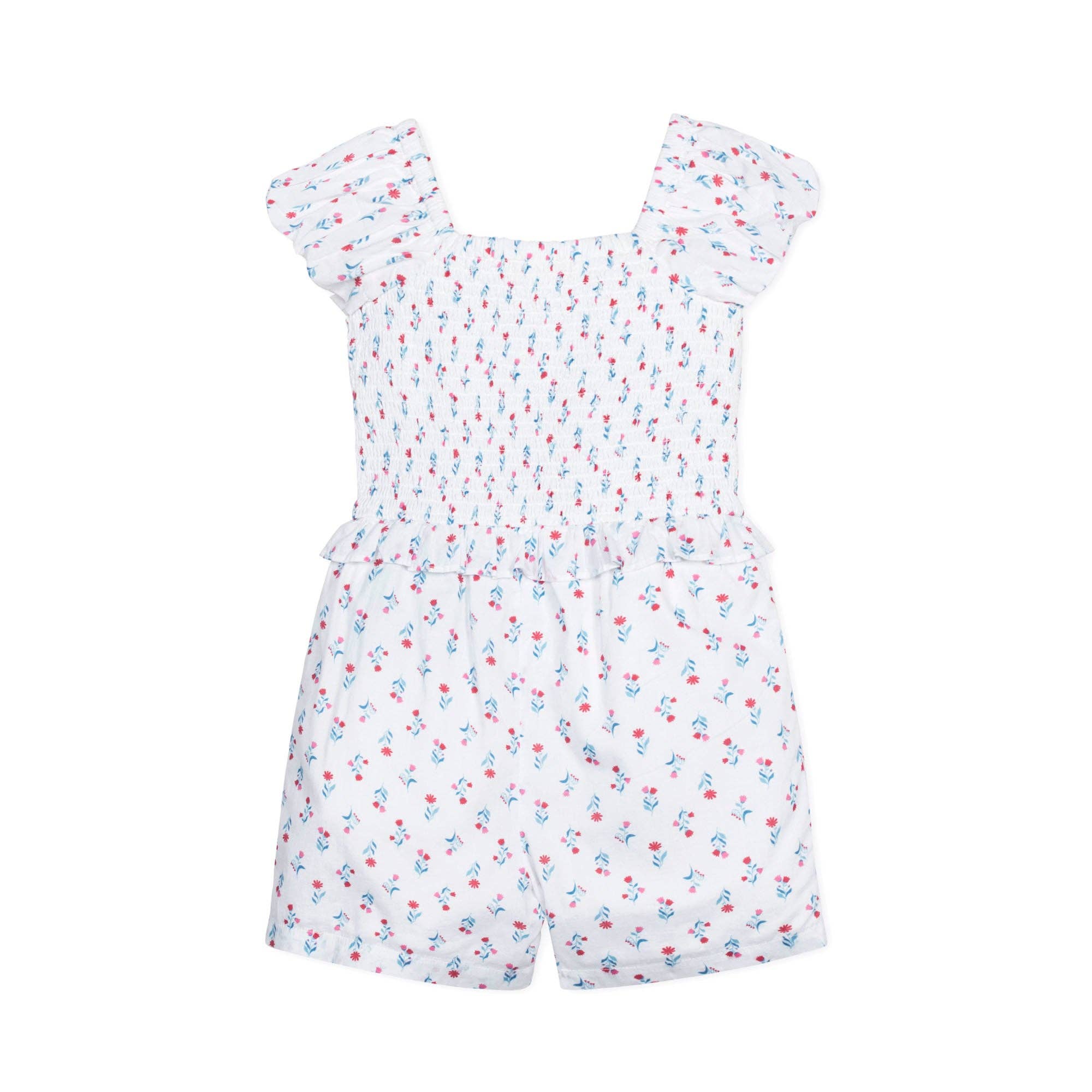 Hope and Henry - Organic Puff Sleeve Smocked Romper