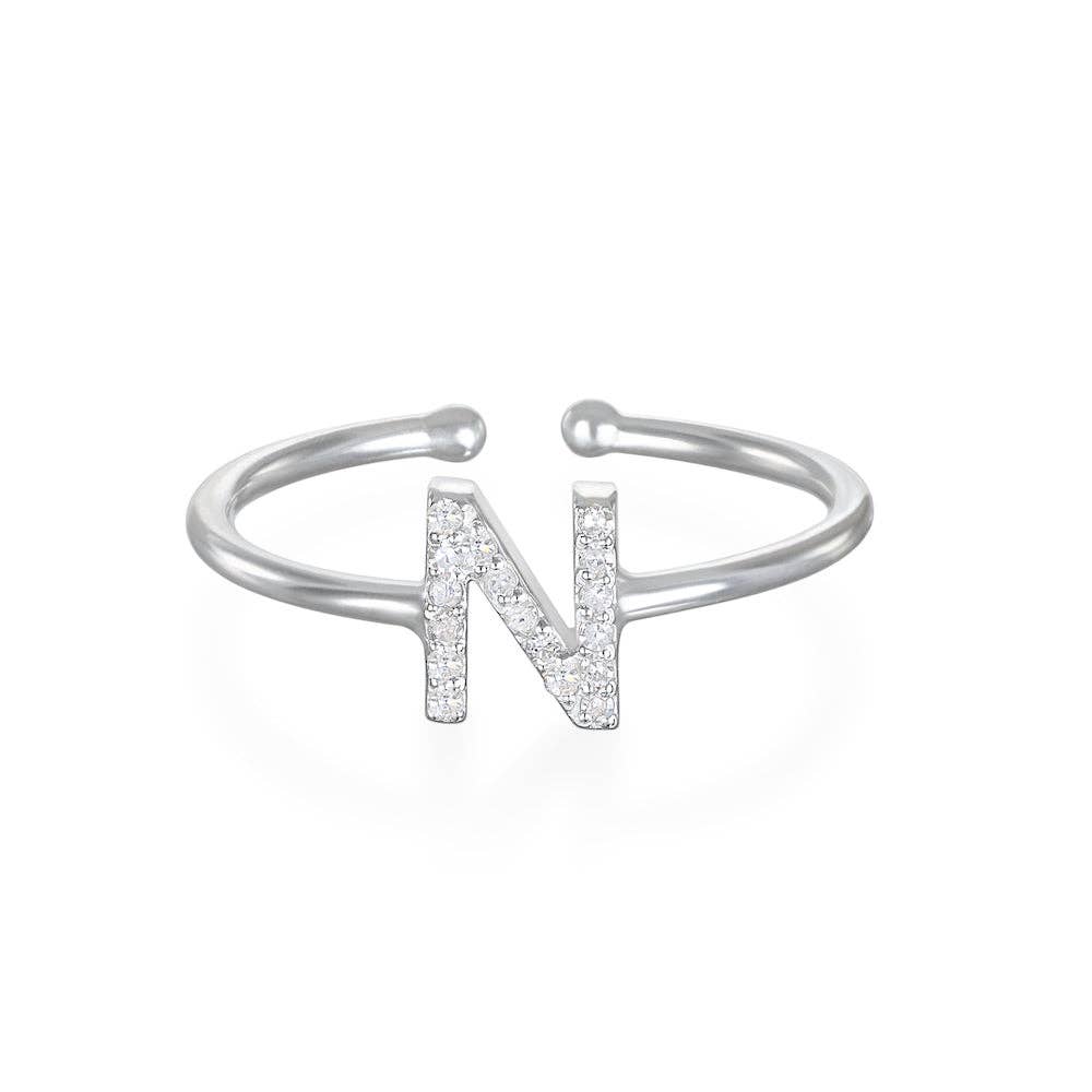 Image of Diamond & Sterling Silver Initial Ring-All Letters