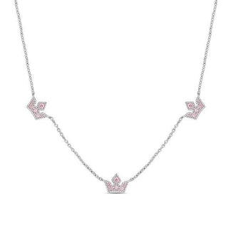 Princess Tiara CZ Station Necklace In Sterling Silver