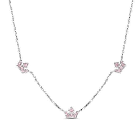 Princess Tiara CZ Station Necklace In Sterling Silver