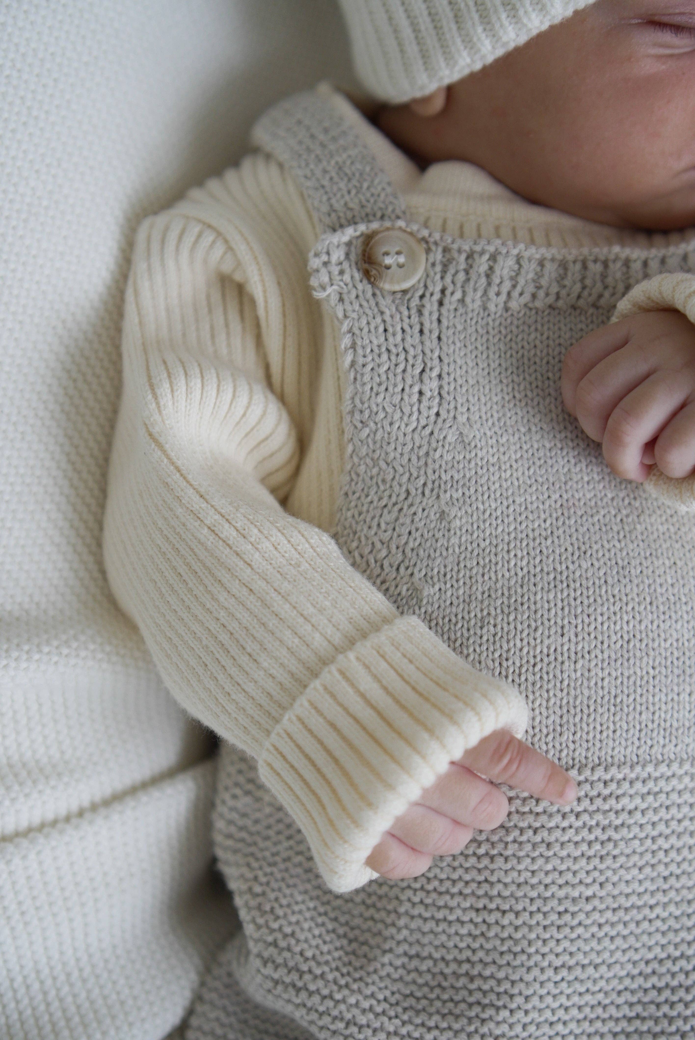 Luna + Luca - Luna + Luca Natural Knit Overalls: Natural / 3-6m