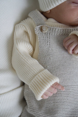 Luna + Luca - Luna + Luca Natural Knit Overalls: Natural / 3-6m