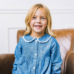Image of Button Front Organic Chambray Dress