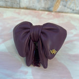 Lele Sadoughi Eggplant leather Colored Bow clip