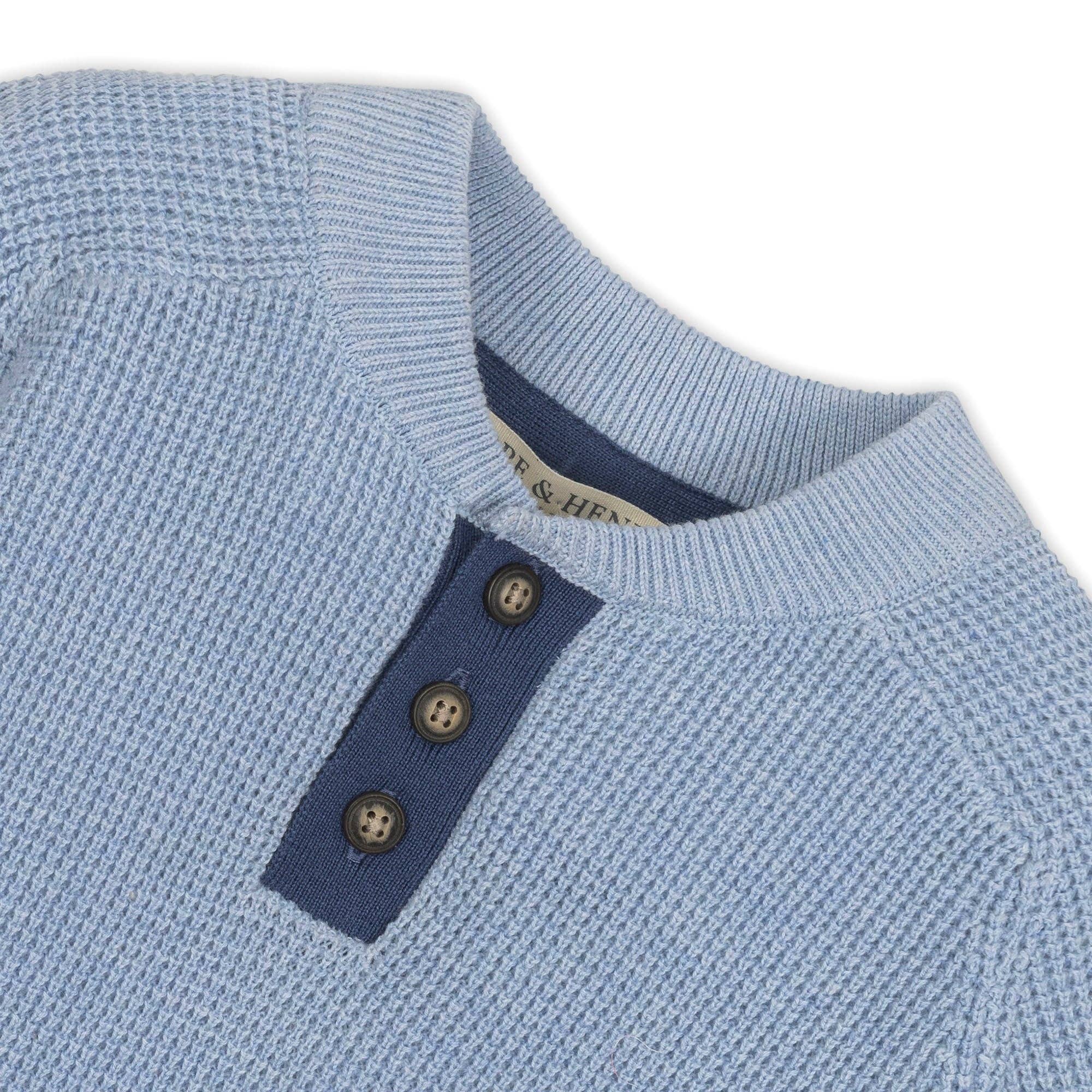 Image of Organic Sweater Henley with Elbow Patches