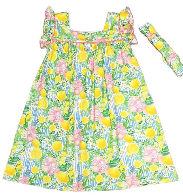 Marco and Lizzy - Positano Leons print Girl's ruffle dress
