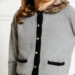 Image of Faux Fur Cardigan and Skirt Organic Sweater Set