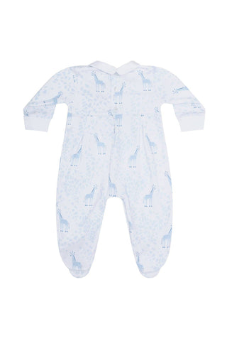 Nellapima - Blue Giraffe Print Smocked Footie