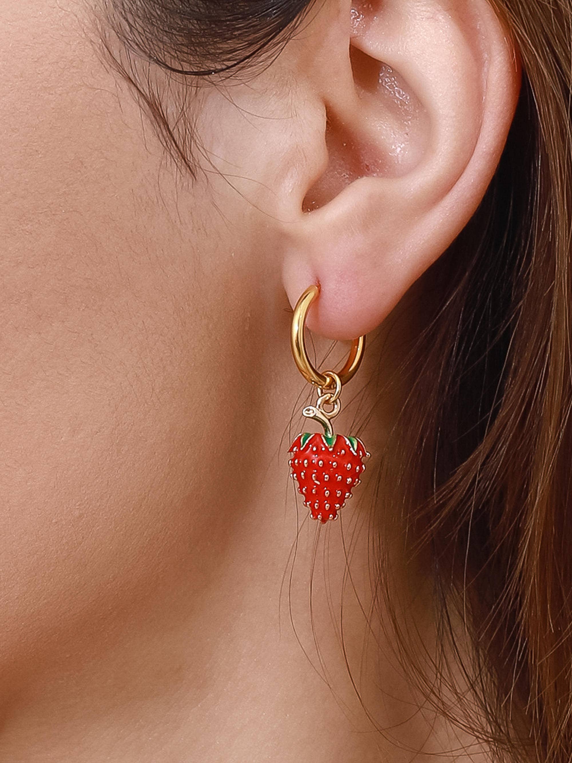 Image of Berry 18K Gold Non-Tarnish Strawberry Earring
