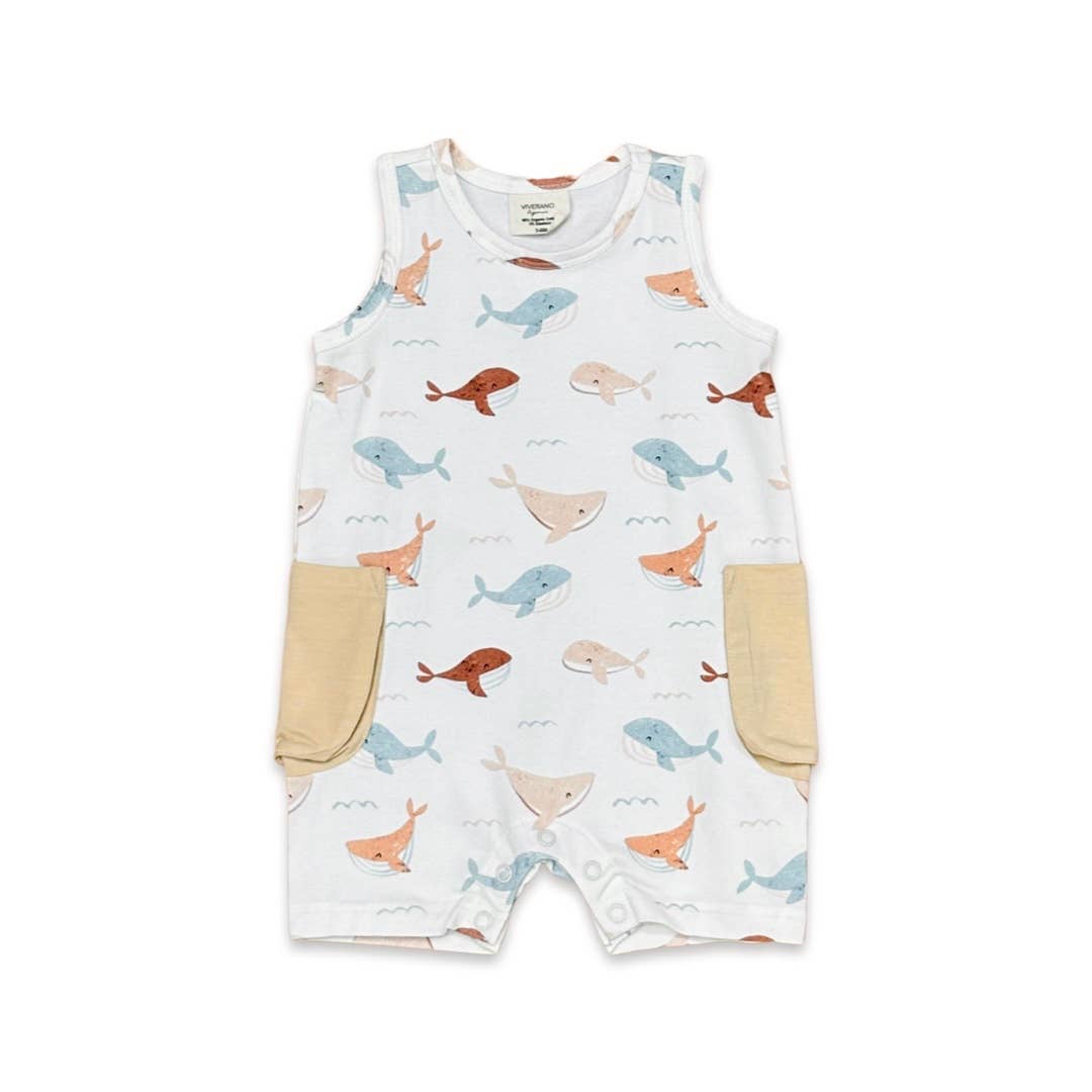 Whales Pocket Baby Romper