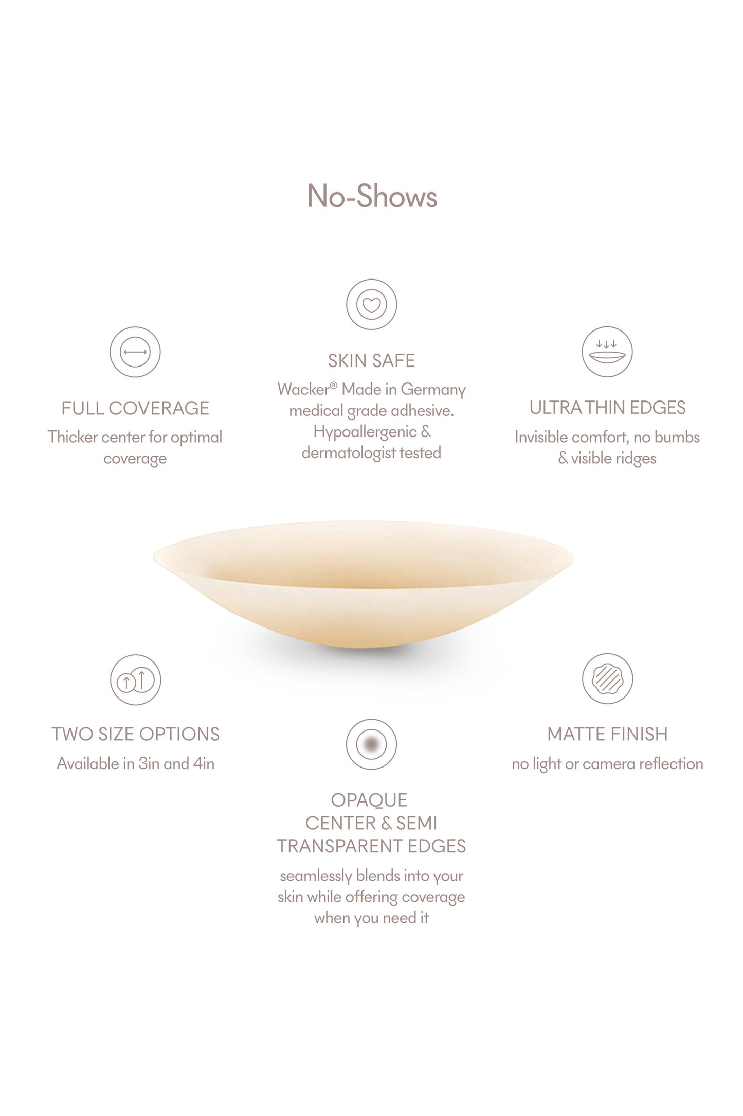 NOOD - No-Show | Reusable Adhesive Nipple Covers: No 3 Buff / 3in.