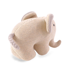 Image of Elephant Knit Stuffed Animal Soft Baby Toy (Organic Cotton)