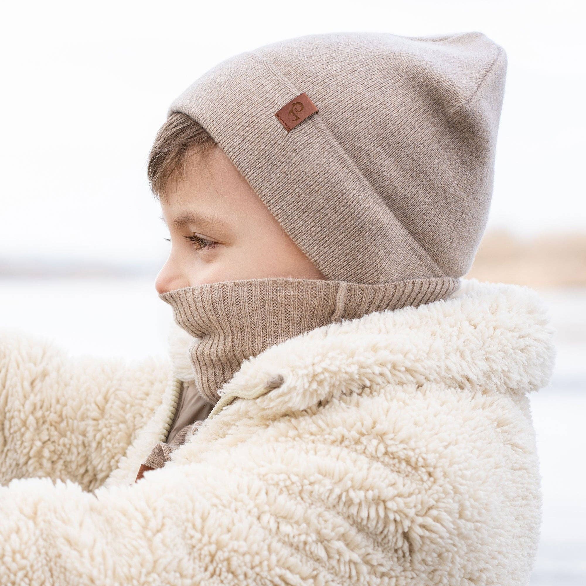 Image of menique - Kids' Beanie Knitted Merino & Cashmere: 3-10 years / Light gray