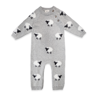 Viverano Organics - Furry Sheep 3D Jacquard Sweater Knit Baby Jumpsuit (Organic)